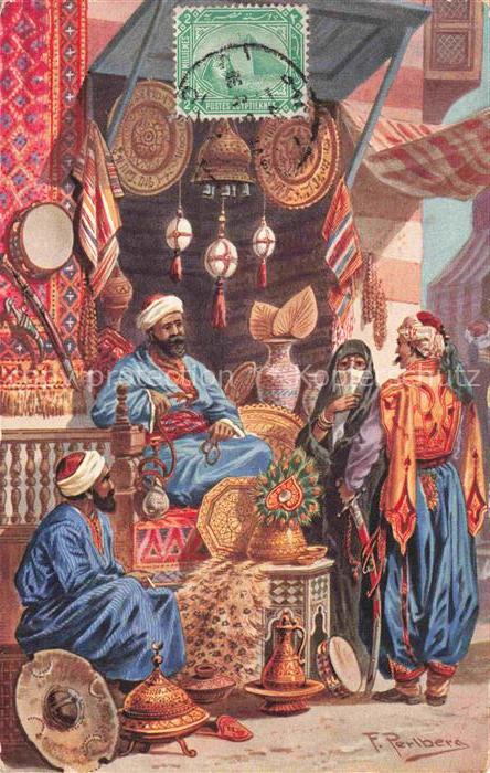 PERLBERG F. Nr. Kuenstlerkarte 778 Orientalisches Volksleben Im Bazar