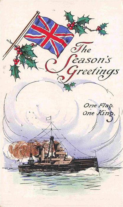 Marine Warships UK Sesons Greetings Flag King