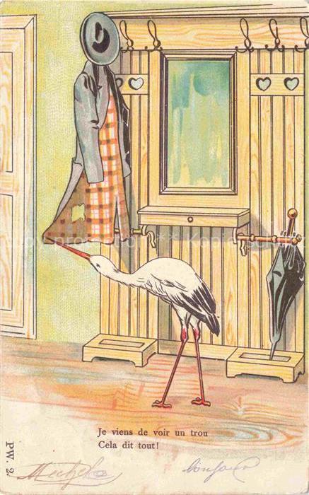 Storch Stork Cigogne Ciguena-- Mantel Hut Schirm