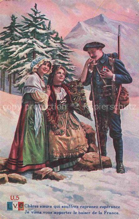 Gebirgsjaeger Chasseur Alpins Reggimento Alpini Militaria-- France Frauen Tracht