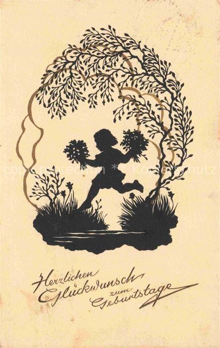 DOBSKY Karlheinz SCHATTENBILDKARTE Shadowbolt Scherenschnitt-AK Nr. 6269 Glueckw