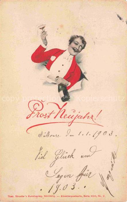 STROEFERS STROEFER Theo Nuernberg Verlag Nr. 2 Prost Neujahr Sekt