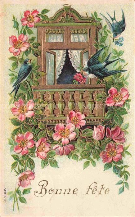 Schwalben Swallow Hirondelle Golondria Voegel Birds Oiseaux Bonne fete Balkon Bl