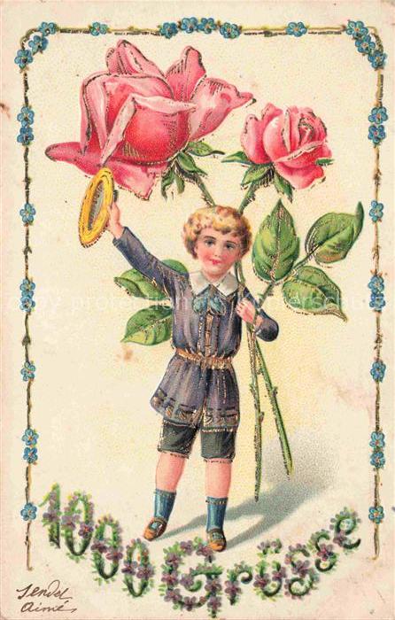 Rosen Roses Rosas-- Litho Kind 1000 Gruesse
