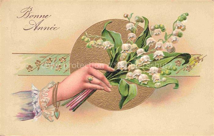 Maigloeckchen Lily of the Valley Muguet Mughetto-- Bonne Annee