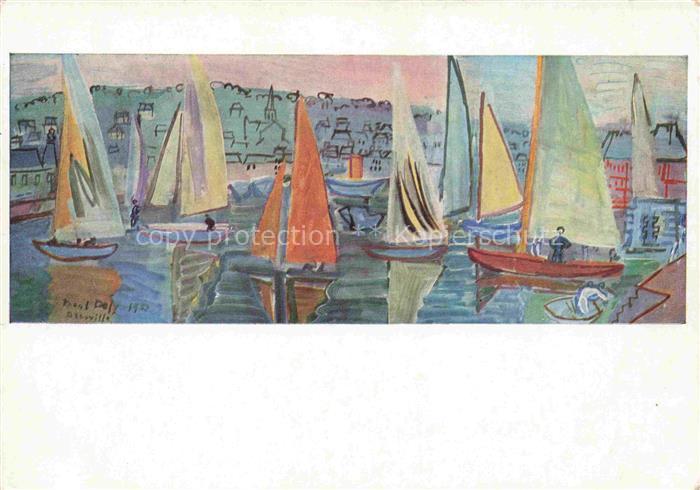 DUFY Raoul Kuenstlerkarte Yachts at Deauville