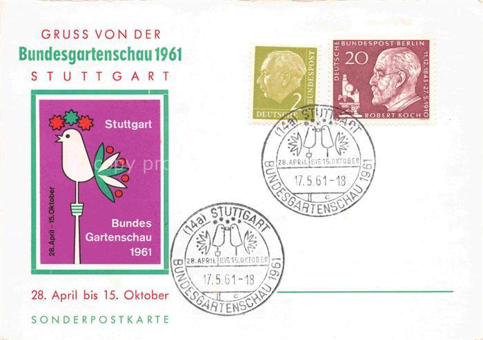 BUGA Bundesgartenschau Stuttgart Vogel Sonderpostkarte