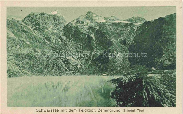 Schwarzsee Zemmgrund Zillertal Kitzbuehel Tirol AT Panorama mit Blick zum Feldko