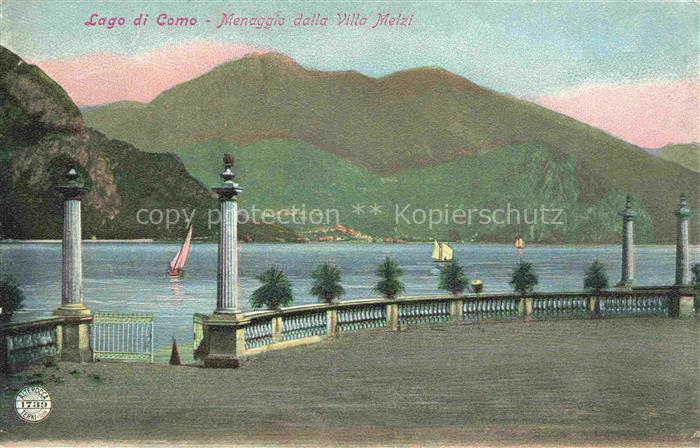 Menaggio Lago di Como Lombardia IT Veduta dalla Villa Melzi Kuenstlerkarte