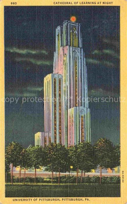 PITTSBURGH  Pennsylvania USA Cathedral of Learning at night Illustration