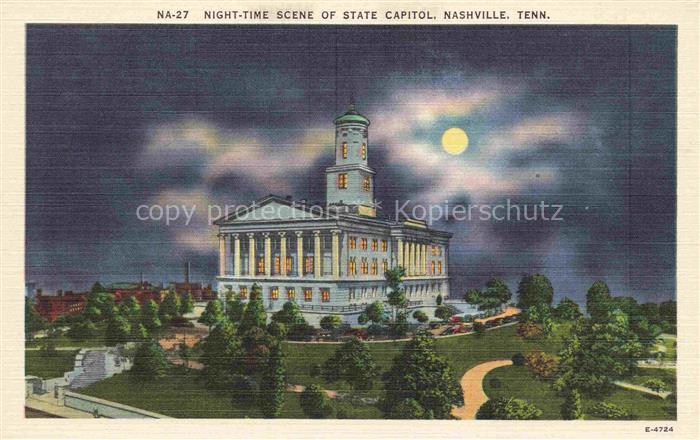 Nashville Tennessee Night-time scene of State Capitol Illustration