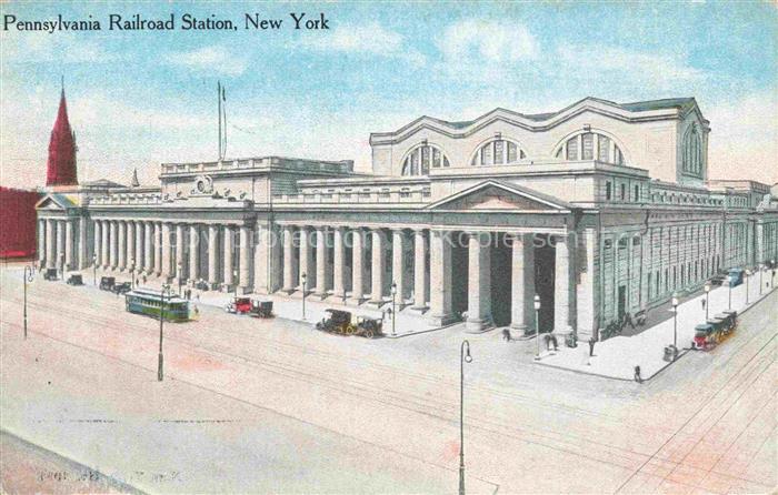 NEW YORK City USA Pennsylvania Railroad Station Illustration