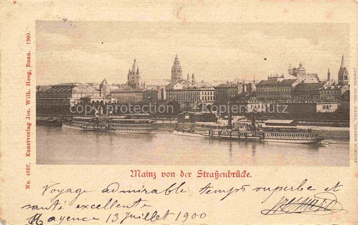 MAINZ  Rhein Ansicht von der Strassenbruecke aus