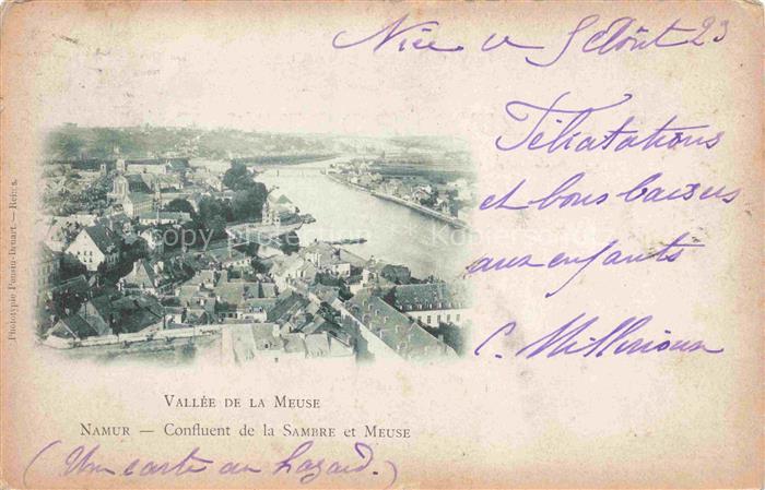 NAMUR-sur-Meuse Belgie Panorama Vallée de la Meuse Confluent de la Sambre et Meu