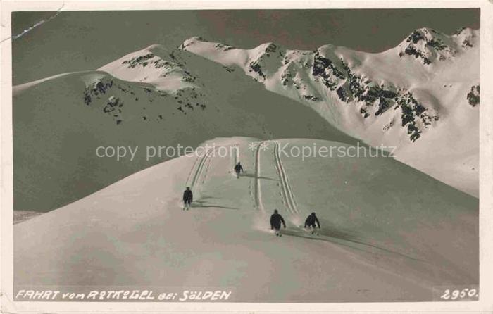 Soelden  oetztal AT Fahrt vom Rotkogel Wintersport Alpen
