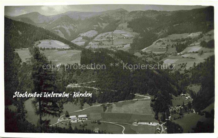 Stockenboi Klagenfurt-Villach Kaernten AT Unteralm Panorama Blick ins Tal