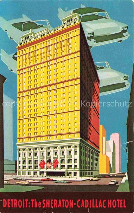 DETROIT  Michigan USA Sheraton-Cadillac Hotel Illustration