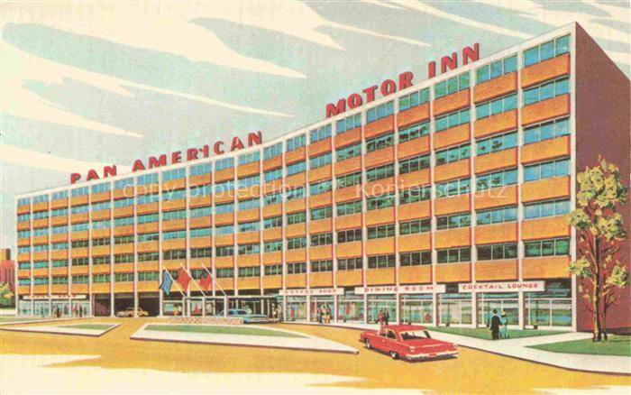 Elmhurst Long Island New York USA Pan American Motor Inn Hotel Illustration