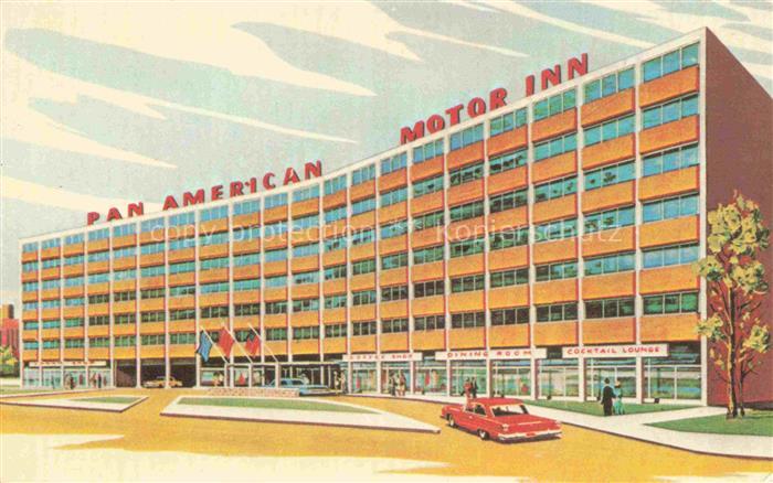 Elmhurst Long Island New York USA Pan American Motor Inn Hotel Illustration