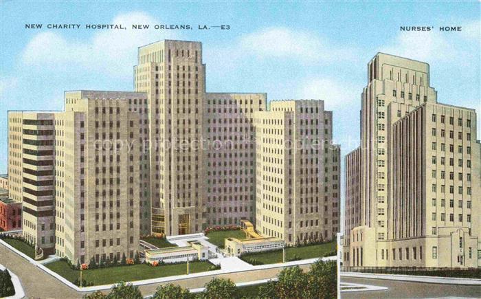 NEW ORLEANS Louisiana USA New Charity Hospital Nurses Home Illustration