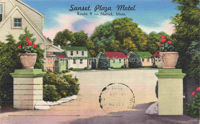 Natick Massachusetts USA Sunset Plaza Motel lllustration