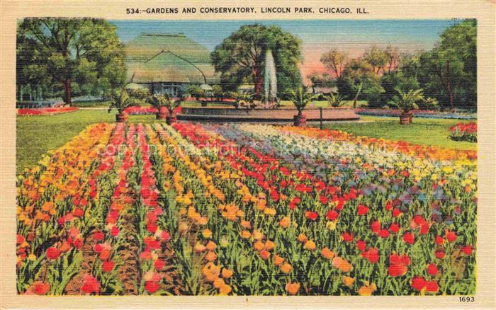 CHICAGO  Illinois USA Lincoln Park Gardens and Conservatory Illustration