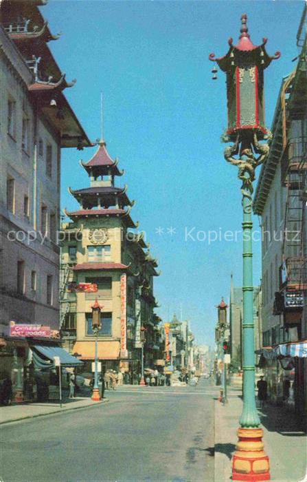 SAN FRANCISCO California USA Chinatown Grant Street with its ornamental lamp pos