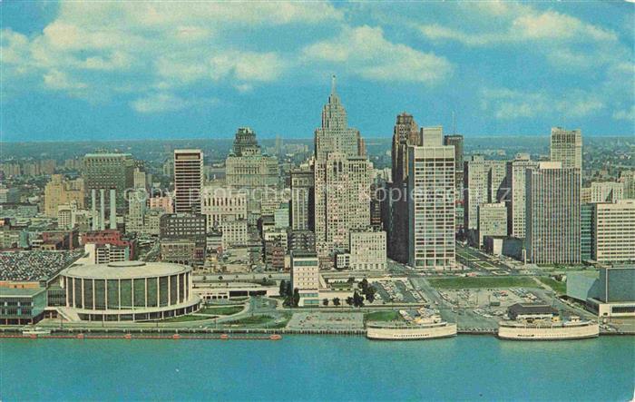 DETROIT  Michigan USA Aerial view of Civic Center and Skyline