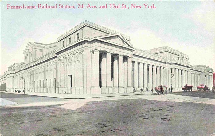 NEW YORK City USA Pennsylvania Railroad Station Illustration