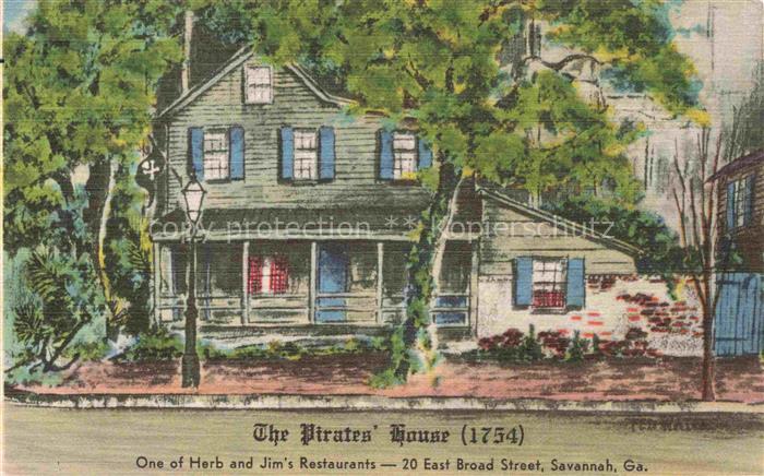 Savannah Beach Tybee Island Georgia USA The Pirates' House Illustration