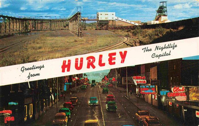 Hurley Wisconsin USA Cary Mine Silver Street at night