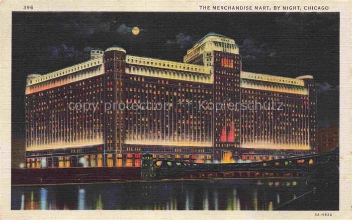 CHICAGO  Illinois USA The Merchandise Mart by night Illustration