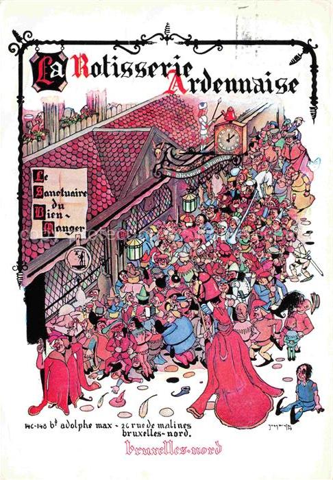 BRUXELLES Bruessel Brussels Rotissereie Ardennaise Kuenstlerkarte Karikaturen