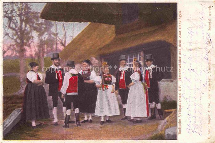 Saeckingen Bad Baden BW Badische Volkstrachten Hotzenwaelder Kuenstlerkarte