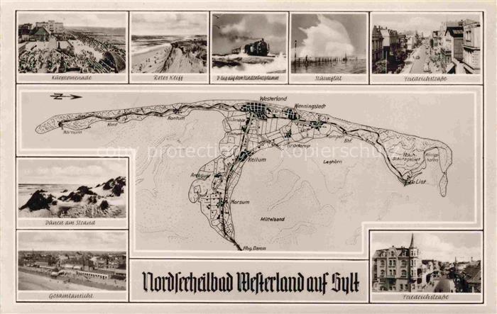 WESTERLAND Sylt Kurpromenade Rotes Kliff Hindenburgdamm Sturmflut Ortsansichten