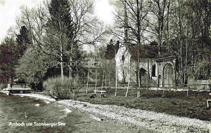 Ambach Starnbergersee Bayern Uferpartie mit Kirche