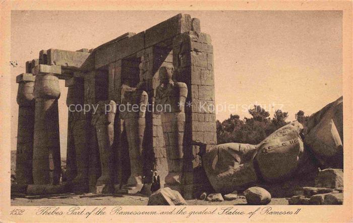 Thebes  Theben Egypt Part of the Ramesseum and the greated Statue of Rameses II