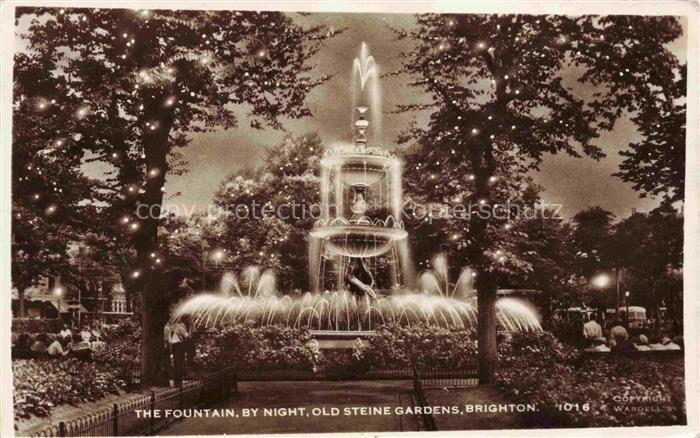BRIGHTON  East Sussex UK The Fountain by Night Old Steine Gardens