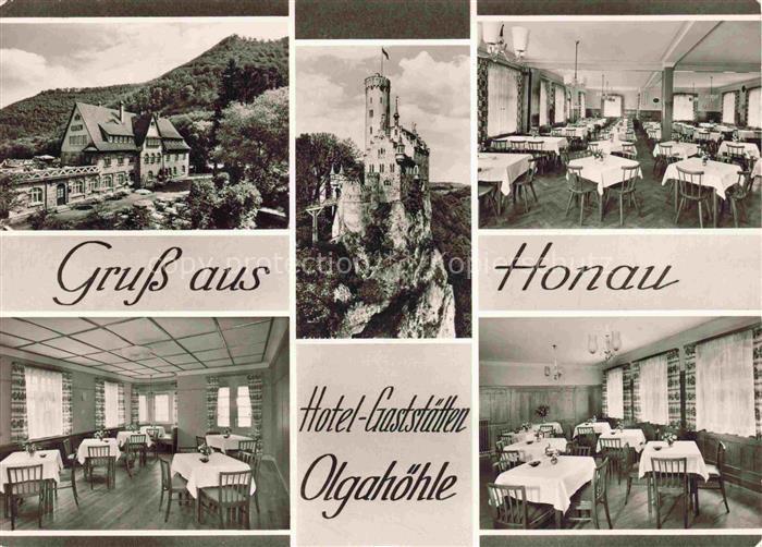 Honau Ortenaukreis Rheinau BW Hotel Gaststaetten Olgahoehle Gastraeume mit Burgb