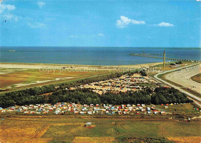 Voslapp Wilhelmshaven Campingplatz mit Niedersachsenbruecke Fliegeraufnahme