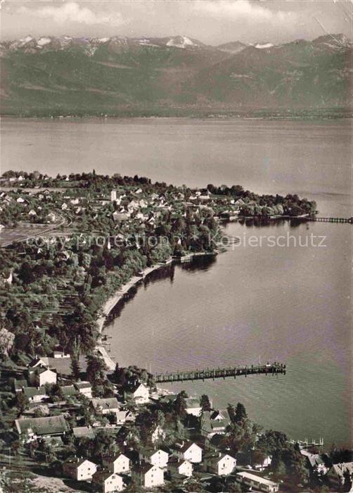 Kressbronn Bodensee BW Fliegeraufnahme mit oesterr Alpen