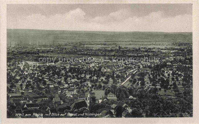 Weil am Rhein Baden BW Panorama Blick auf Basel und Hueningen