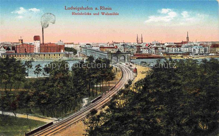 LUDWIGSHAFEN  Rhein Rheinbruecke und Walzmuehle