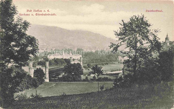 Bad Nassau Lahn Rheinland-Pfalz Kurhaus und Eisenbahnbruecke Steindenkmal