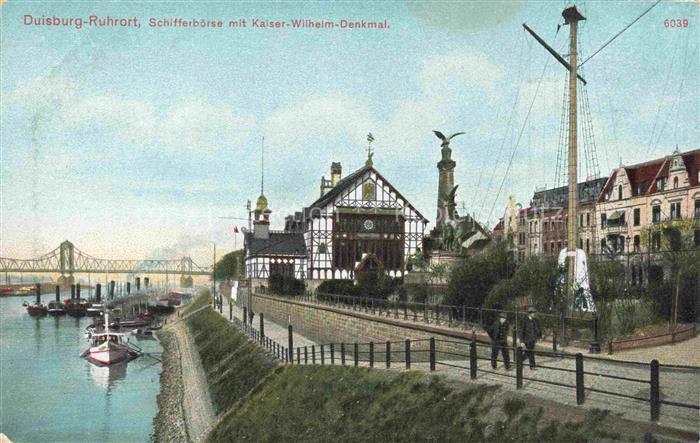 DUISBURG  Ruhrort Schifferboerse mit Kaiser-Wilhelm-Denkmal