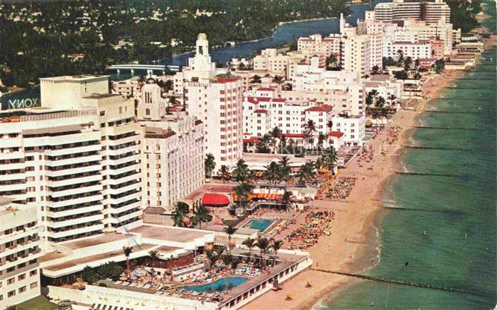 Miami Beach Florida USA Fabulous Hotel row along Golden Sands aerial view