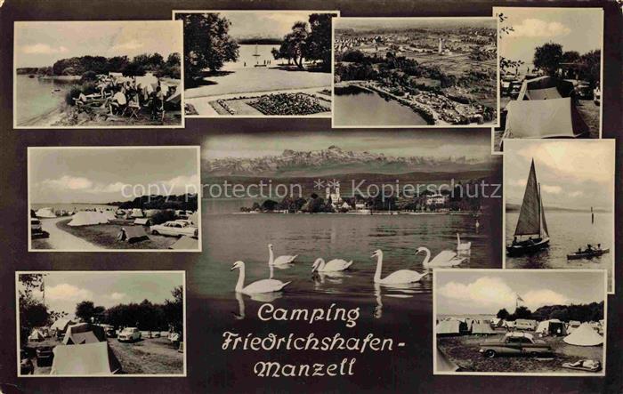 Manzell Friedrichshafen Bodenseekreis BW Camingplatz Badestrand Schwaene Alpenbl