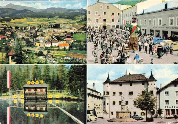 Tamsweg Lungau AT Fliegeraufnahme Marktplatz Teich Rathaus