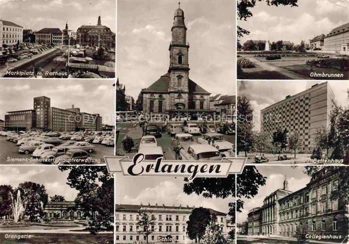 ERLANGEN Bayern Marktplatz Rathaus Kirche Ohmbrunnen Siemens-Schuckert-Hauptverw