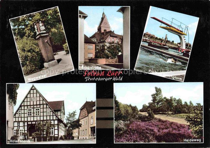 Bad Laer Hotel Storck Wegweiser Brinekstrasse Freibad Sprungturm Heideweg